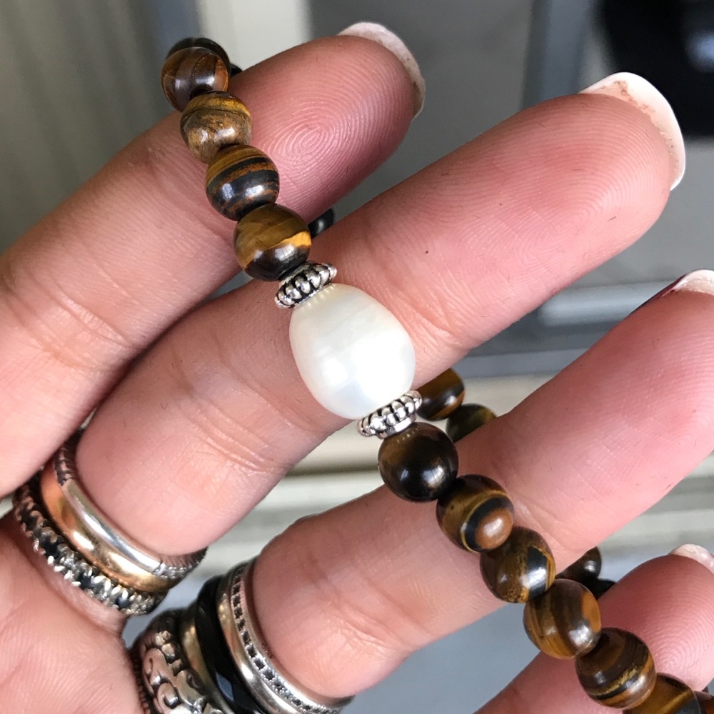 🔴SALE ! Tiger eye genuine pearl bead bracelet - Picture 6 of 10